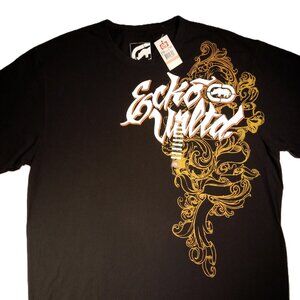 ECKO UNLTD Graphics Tee  Men's 3XL  Distorted Vision Tee  Black/Gold/White  NWT